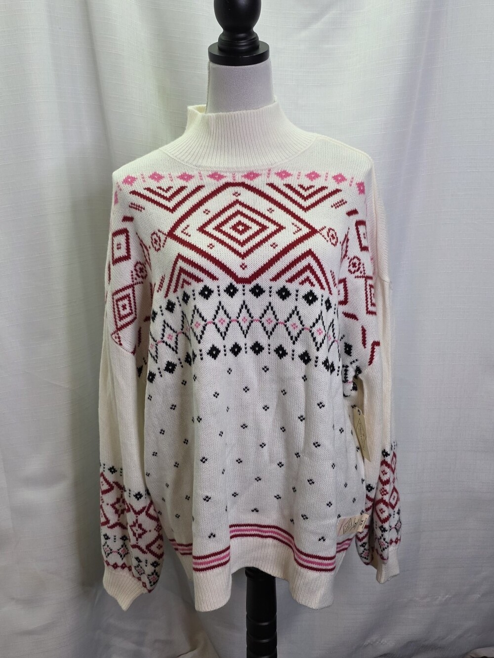 St. John's Bay Cream Fair Isle Knit Sweater Size 0X